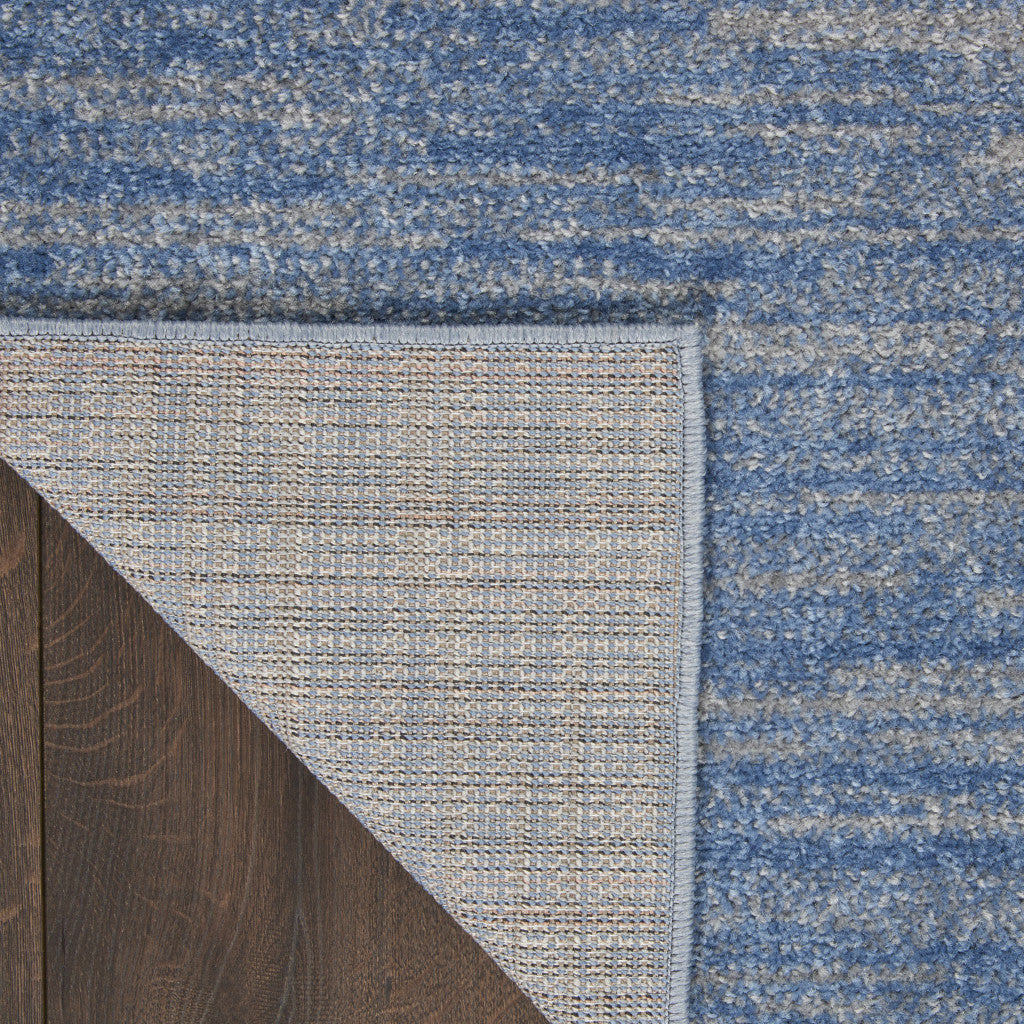 10' X 14' Blue And Grey Striped Non Skid Indoor Outdoor Area Rug