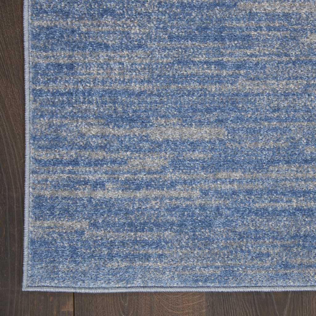 10' X 14' Blue And Grey Striped Non Skid Indoor Outdoor Area Rug