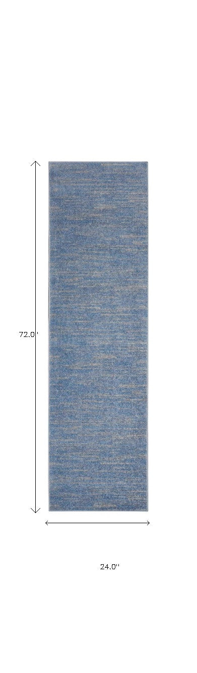 2' X 6' Blue And Grey Striped Non Skid Indoor Outdoor Runner Rug