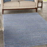 4' X 6' Blue And Grey Striped Non Skid Indoor Outdoor Area Rug