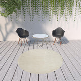 8' X 8' Ivory And Beige Round Non Skid Indoor Outdoor Area Rug