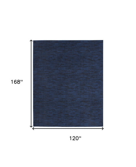 10' X 14' Midnight Blue Stain Resistant Indoor Outdoor Area Rug