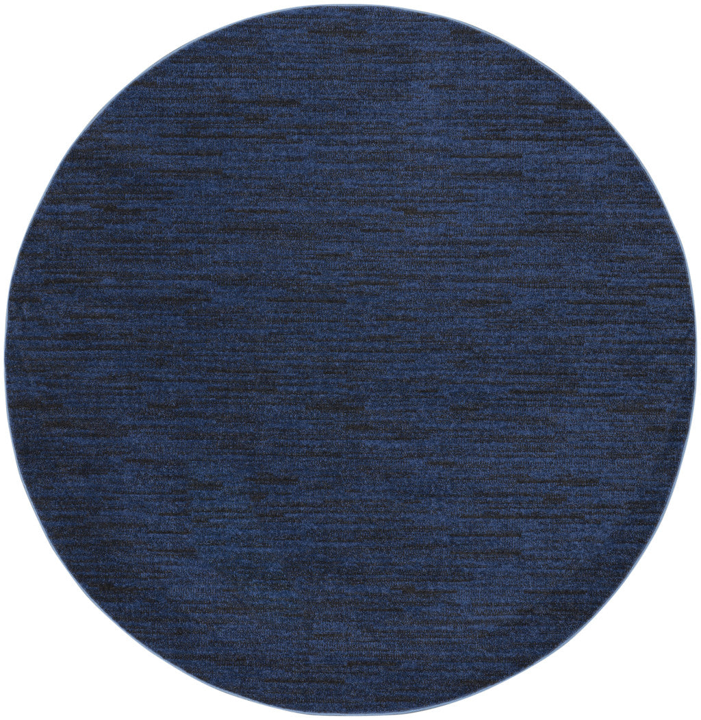 8' Midnight Blue Round Stain Resistant Indoor Outdoor Area Rug