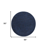 8' Midnight Blue Round Stain Resistant Indoor Outdoor Area Rug