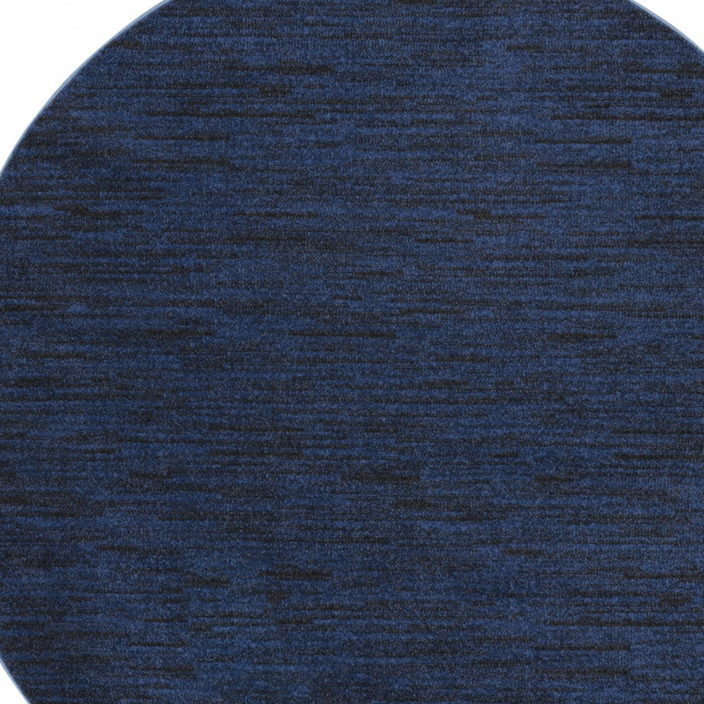 8' Midnight Blue Round Stain Resistant Indoor Outdoor Area Rug