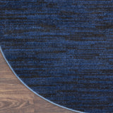 8' Midnight Blue Round Stain Resistant Indoor Outdoor Area Rug