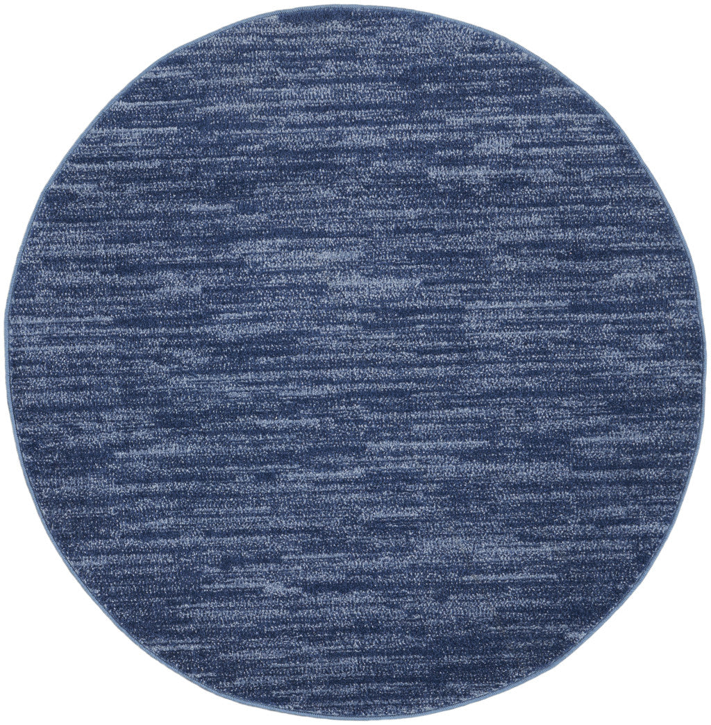 4' Blue Round Non Skid Indoor Outdoor Area Rug