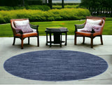 4' Blue Round Non Skid Indoor Outdoor Area Rug