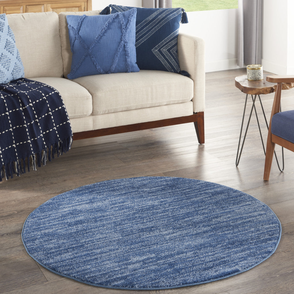 4' Blue Round Non Skid Indoor Outdoor Area Rug