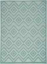 5' X 7' Aqua And Teal Argyle Indoor Outdoor Area Rug