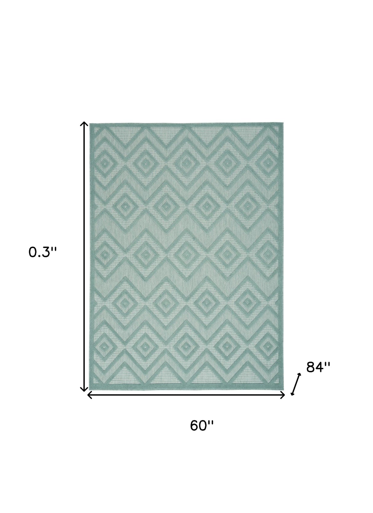 5' X 7' Aqua And Teal Argyle Indoor Outdoor Area Rug