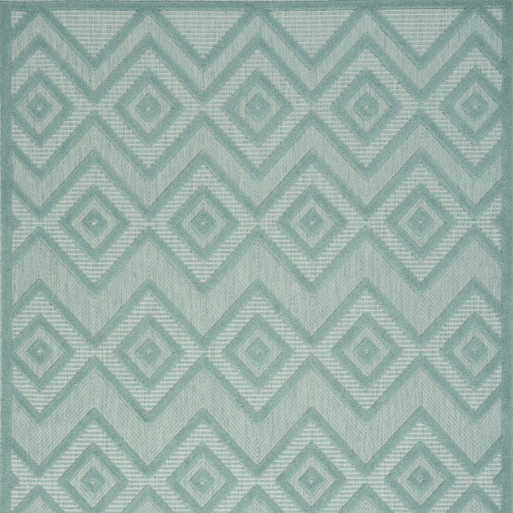 5' X 7' Aqua And Teal Argyle Indoor Outdoor Area Rug