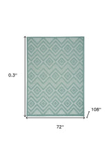 6' X 9' Aqua And Teal Argyle Indoor Outdoor Area Rug