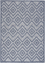 5' X 7' Denim Blue Argyle Indoor Outdoor Area Rug