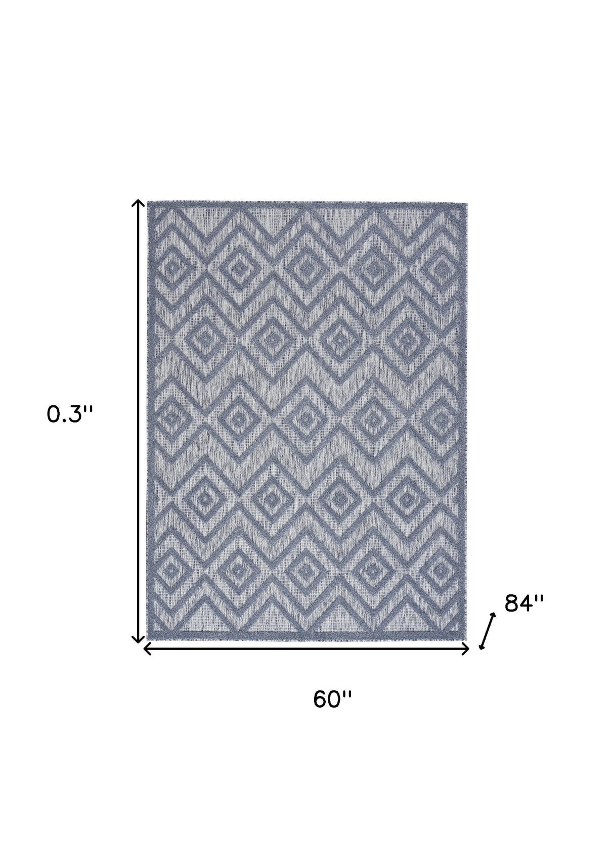 5' X 7' Denim Blue Argyle Indoor Outdoor Area Rug