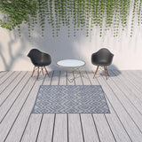 5' X 7' Denim Blue Argyle Indoor Outdoor Area Rug