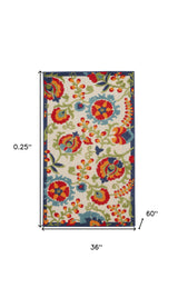 3' X 5' Orange And Red Toile Non Skid Indoor Outdoor Area Rug