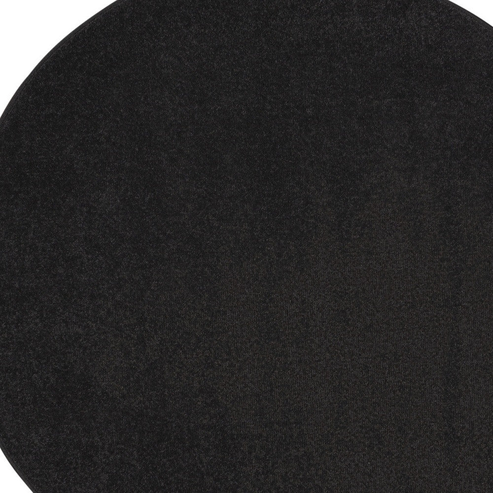 4' X 4' Black Round Non Skid Indoor Outdoor Area Rug