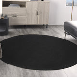 6' X 6' Black Round Non Skid Indoor Outdoor Area Rug