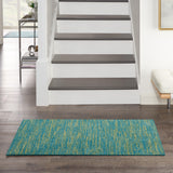 2' X 4' Blue And Green Striped Non Skid Indoor Outdoor Runner Rug