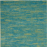 3' X 5' Blue And Green Striped Non Skid Indoor Outdoor Area Rug