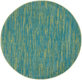 4' Blue And Green Round Striped Non Skid Indoor Outdoor Area Rug