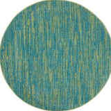 4' Blue And Green Round Striped Non Skid Indoor Outdoor Area Rug