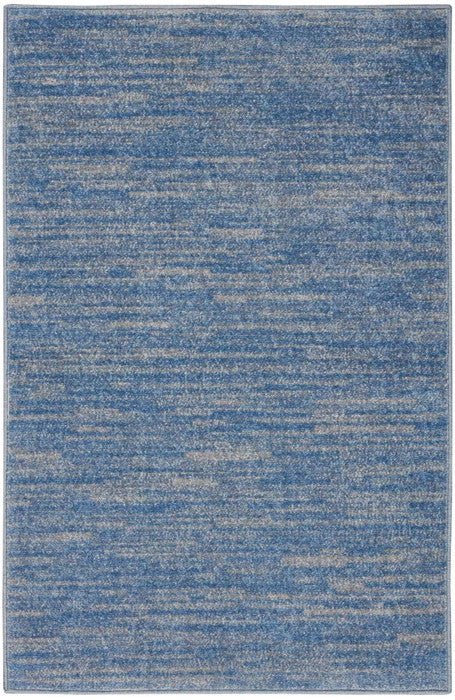 2' X 4' Blue And Grey Striped Non Skid Indoor Outdoor Runner Rug