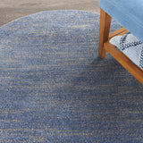 4' Blue And Grey Round Striped Non Skid Indoor Outdoor Area Rug