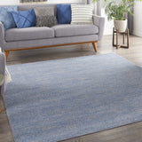 5' X 5' Blue And Grey Square Striped Non Skid Indoor Outdoor Area Rug