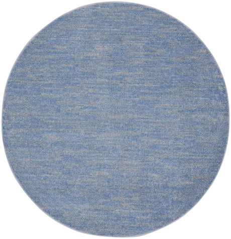 6' X 6' Blue And Grey Round Striped Non Skid Indoor Outdoor Area Rug