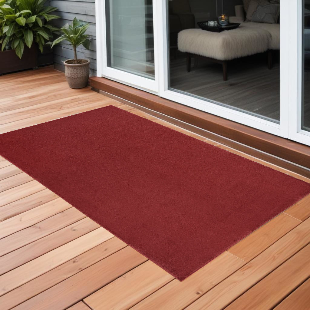 3' X 5' Brick Red Non Skid Indoor Outdoor Area Rug