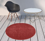 4' X 4' Brick Red Round Non Skid Indoor Outdoor Area Rug