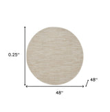 4' X 4' Ivory And Beige Round Non Skid Indoor Outdoor Area Rug