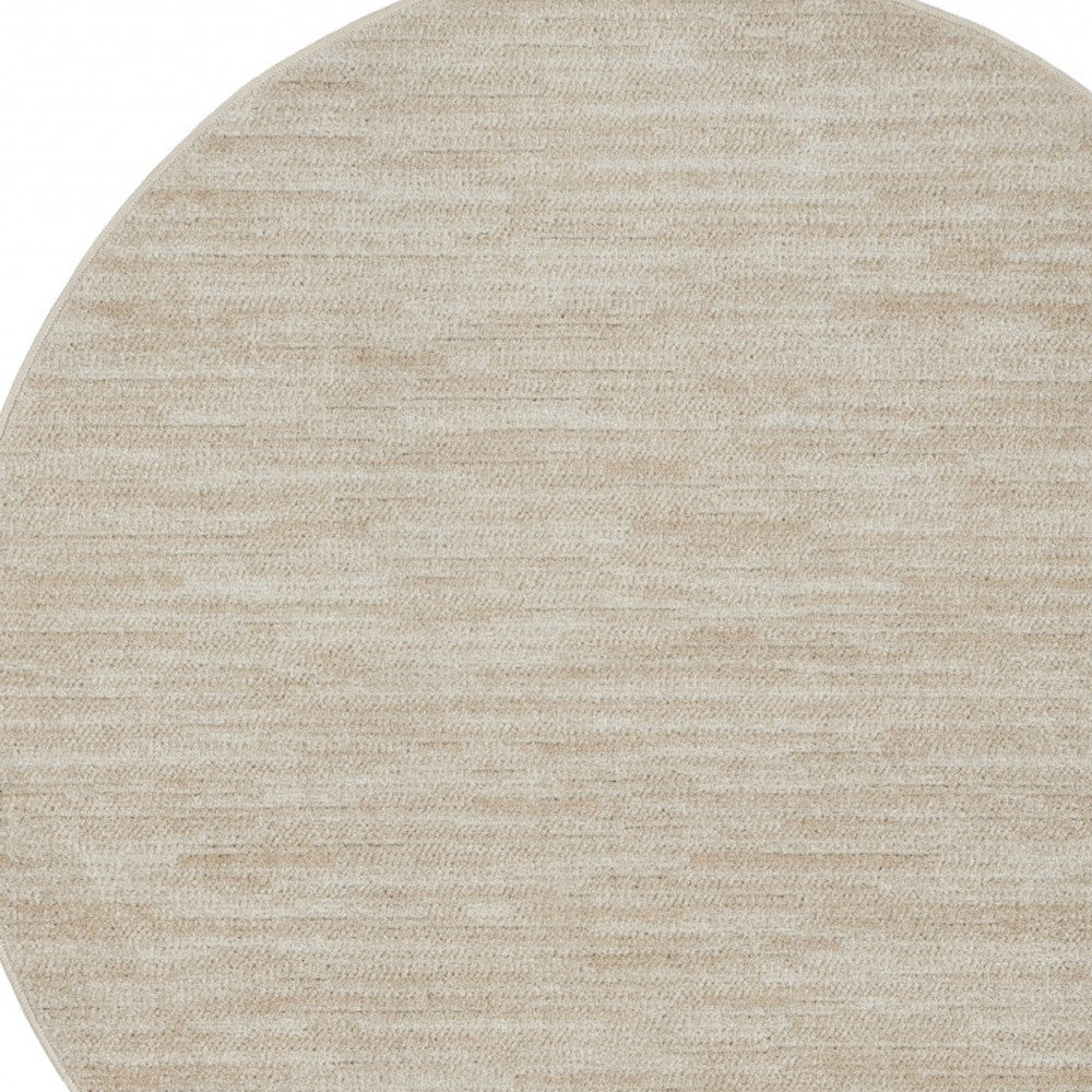 4' X 4' Ivory And Beige Round Non Skid Indoor Outdoor Area Rug