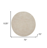 6' X 6' Ivory And Beige Round Non Skid Indoor Outdoor Area Rug