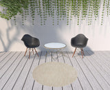 6' X 6' Ivory And Beige Round Non Skid Indoor Outdoor Area Rug