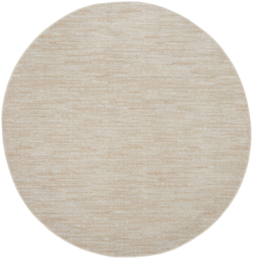 6' X 6' Ivory And Beige Round Non Skid Indoor Outdoor Area Rug