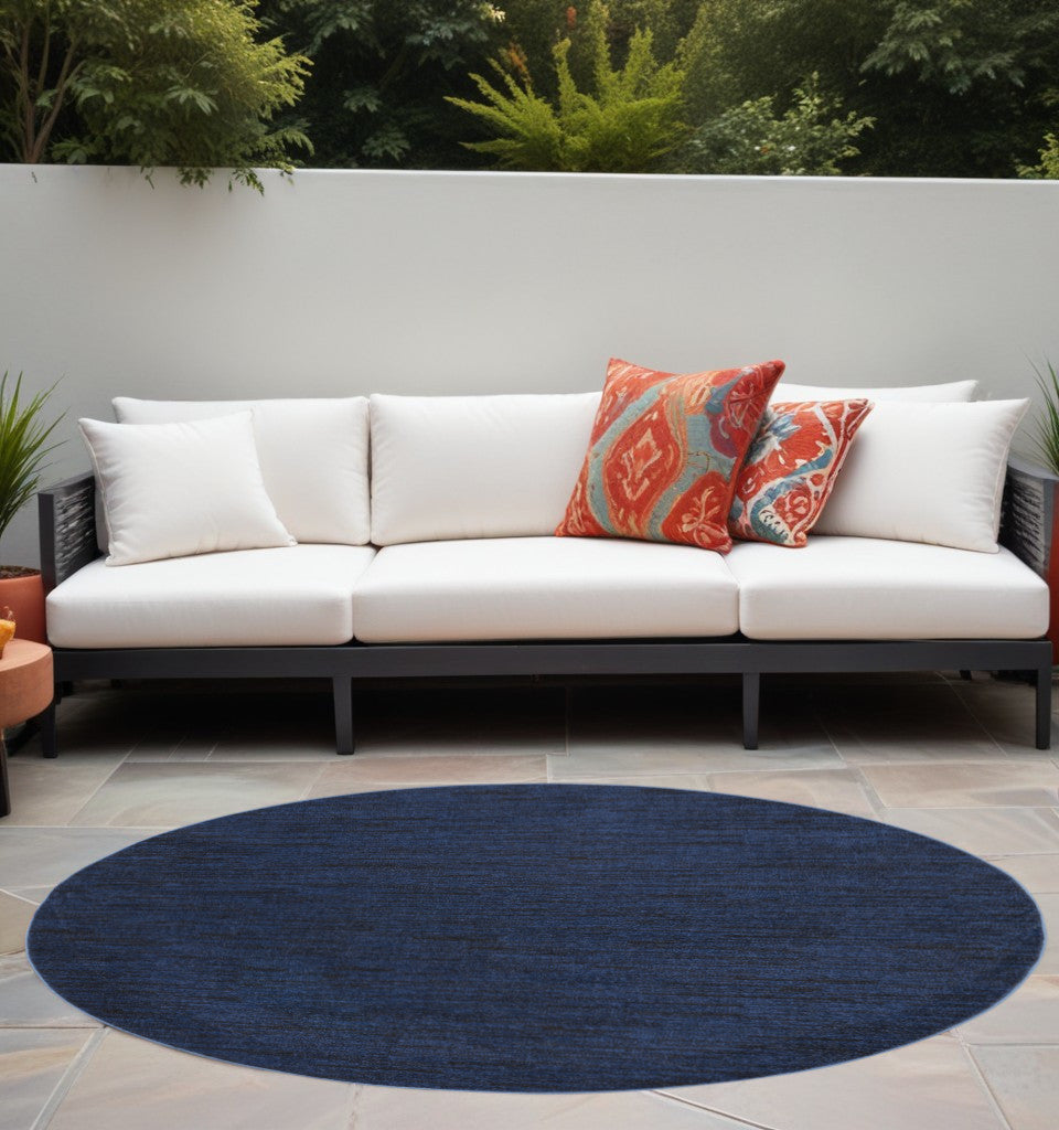 4' X 4' Midnight Blue Round Non Skid Indoor Outdoor Area Rug