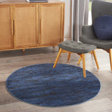 4' X 4' Midnight Blue Round Non Skid Indoor Outdoor Area Rug