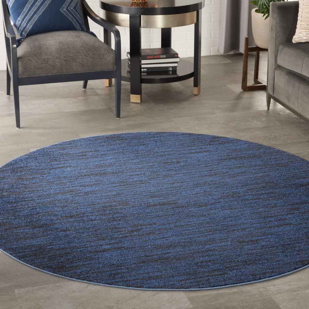 6' X 6' Midnight Blue Round Non Skid Indoor Outdoor Area Rug