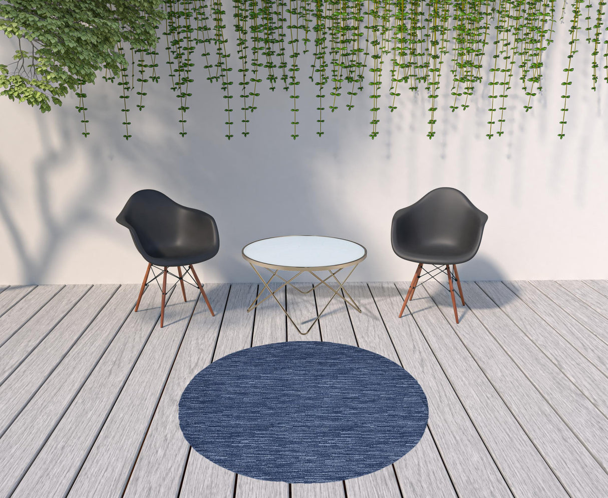 6' X 6' Navy Blue Round Non Skid Indoor Outdoor Area Rug