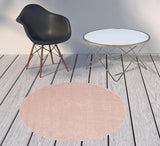 4' X 4' Pink Round Non Skid Indoor Outdoor Area Rug