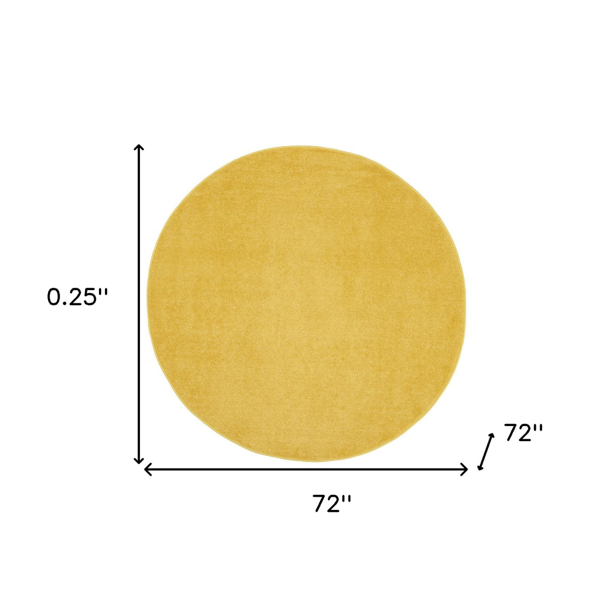 6' X 6' Yellow Round Non Skid Indoor Outdoor Area Rug