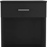 22" Black One Drawer Faux Wood Nightstand