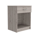 22" Light Gray One Drawer Faux Wood Nightstand