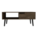 40" Brown And Black Coffee Table With Drawer And Shelf