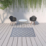 5' X 7' Denim Blue Ikat Indoor Outdoor Area Rug