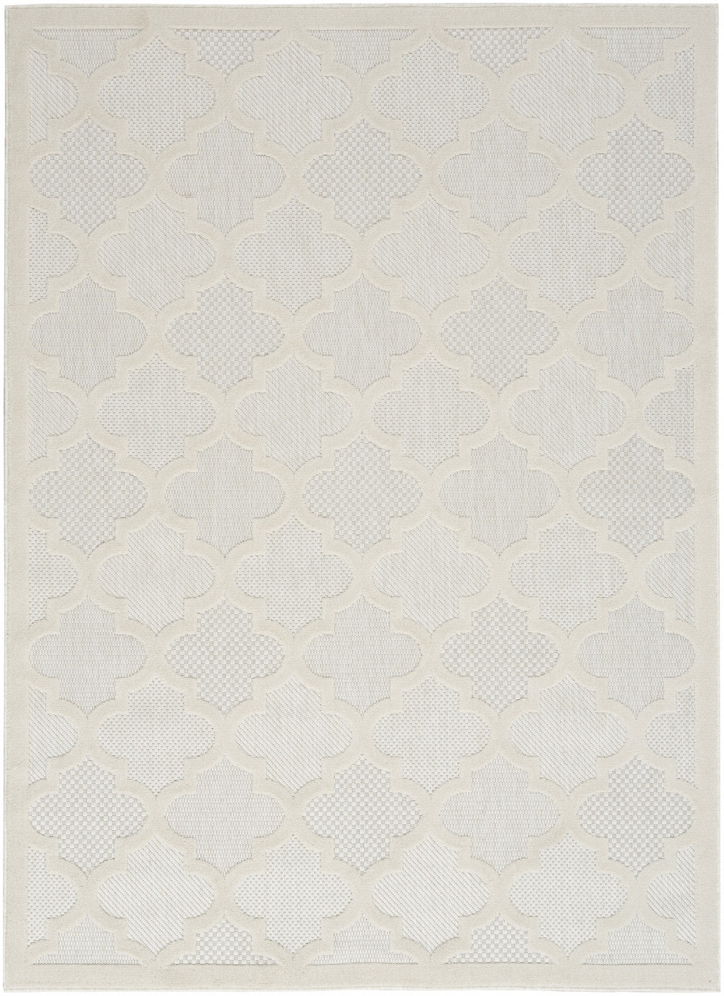 5' X 7' Ivory And White Ikat Indoor Outdoor Area Rug