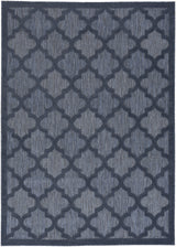 5' X 7' Navy Blue Ikat Indoor Outdoor Area Rug